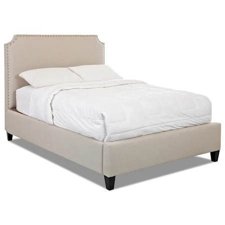 Miranda King Size Upholstered Bed with Nailheads